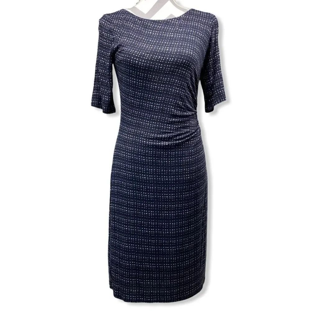 Loft Lattice Side Shirred Dress Size Small